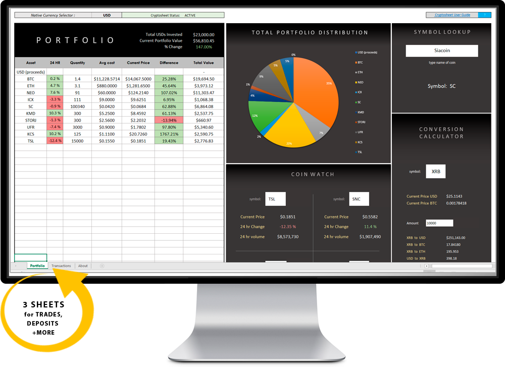 cryptocurrency excel add in